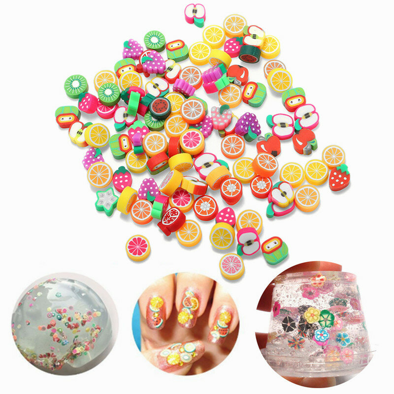 

100PCS DIY Слизь аксессуары Декор Fruitcake Цветочная полимерная глина Toy Ногти Beauty Ornament