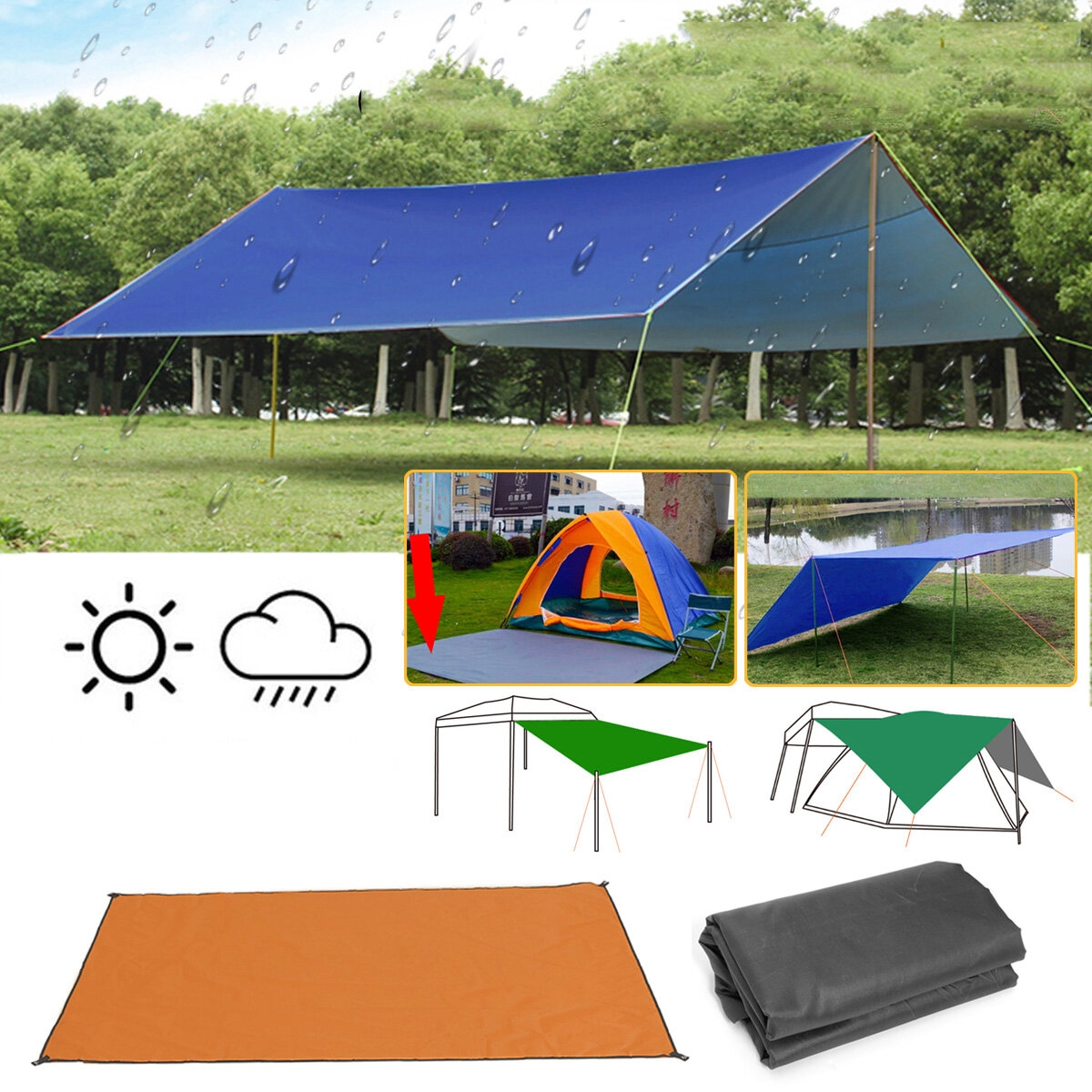 

300x300см На открытом воздухе Кемпинг Палатка Зонт от солнца Дождь Солнце UV Пляжный Навес для навеса для навеса Пляжный