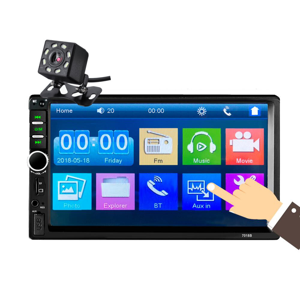 

7018B 7 дюймов 2DIN Авто MP5 Player LCD Сенсорный экран Bluetooth FM Радио Зеркальное соединение телефона с 8LED Backup