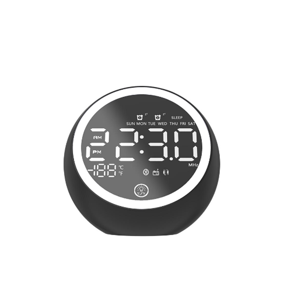 

Беспроводная Bluetooth-гарнитура 5.0 Music Speaker LED Дисплей Dual Alarm Часы FM Радио Стереодинамик с блоком питания Е