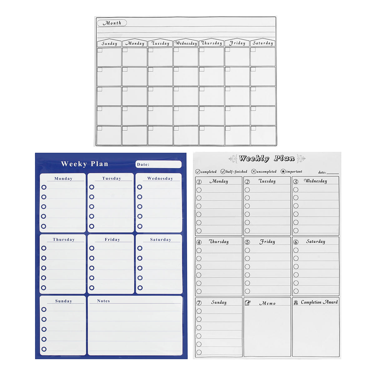 

Weeky Monthly Magnetic Whiteboard Sticker Fridge Wall Memo Plan Shopping List Board