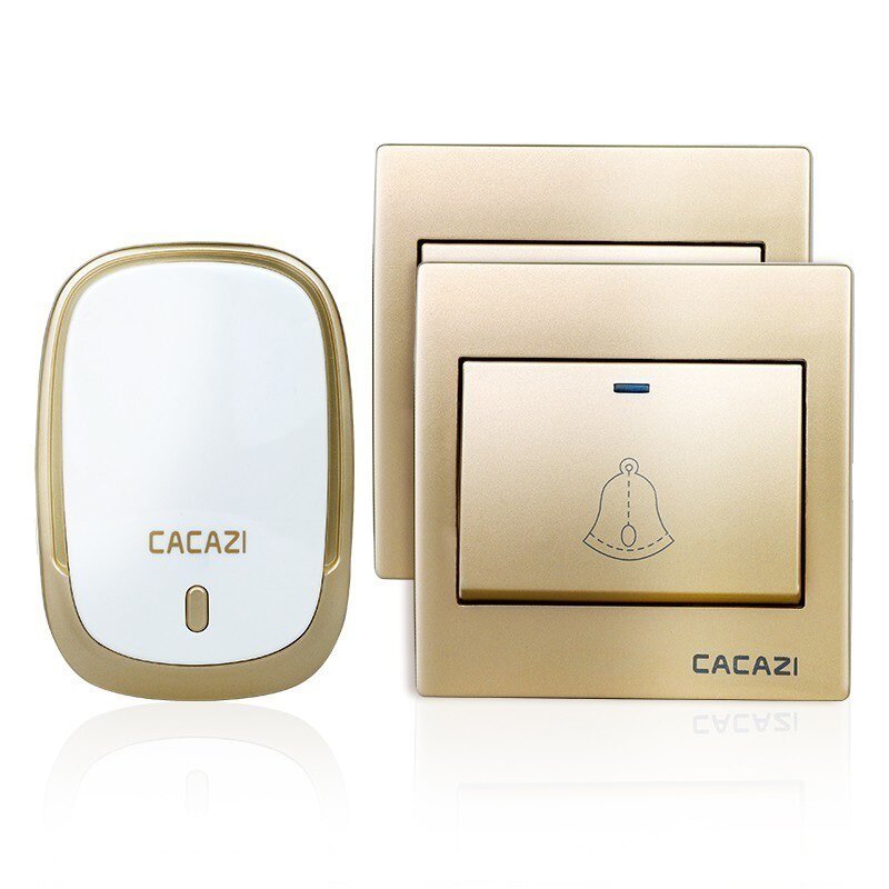 

CACAZI AC110-220V Беспроводной дверной звонок Водонепроницаемы 2 кнопки + 1 подключаемый приемник 300 м Дистанционный Mu