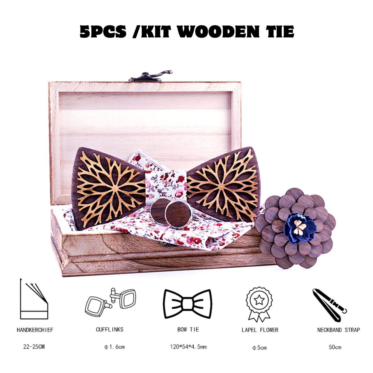 

3D деревянный галстук квадратный носовой платок запонки деревянный галстук-бабочка Свадебное ужин ручной работы деревянн