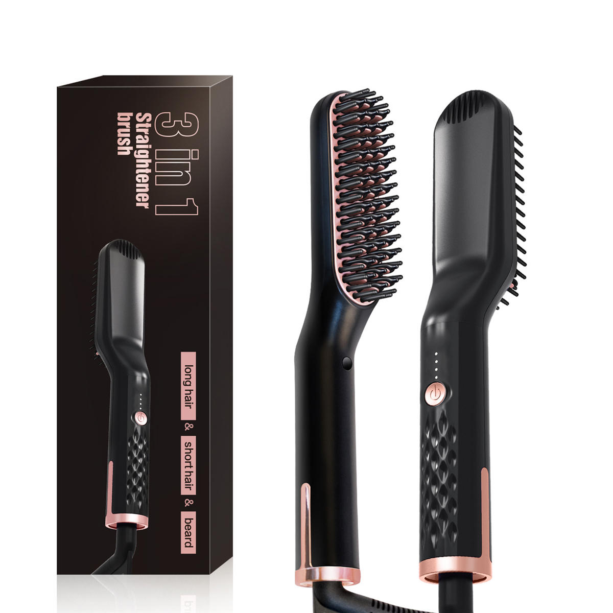 

Mens Beard Straightener Brush- Electric Ionic Faster Quick Heated Comb for Men Long Beard- Hot Iron Universal Voltage Po