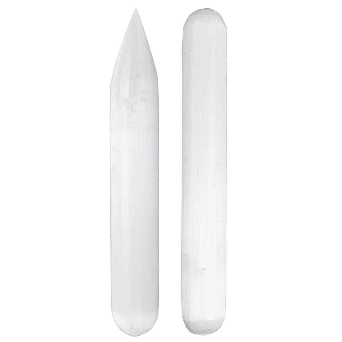 

Natural Selenite Polished Manual Wand Round/Point Reiki Chakra Crystal Healing Massager 6 Inch - 7 Inch