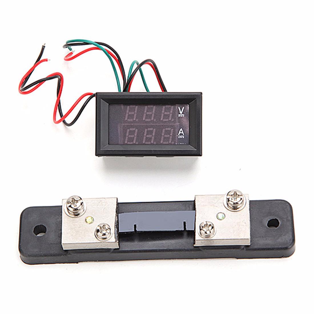 

5pcs Mini Digital Blue + Red Led DC Current Meter Voltmeter With 50A Ampere Shunt
