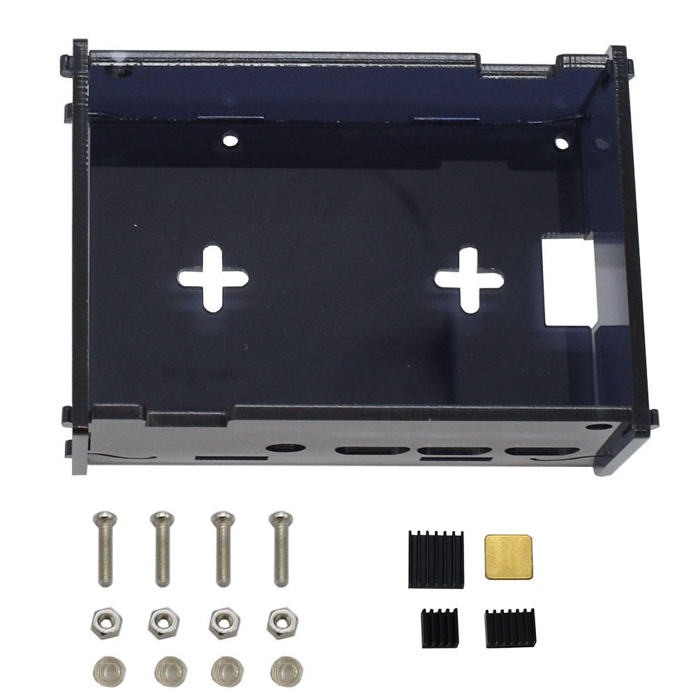 

Black DIY Acrylic Case Box Shell with Screw and Black Thin Copper Aluminum Heatsink for 3.5 Inch TFT Screen Raspberry Pi