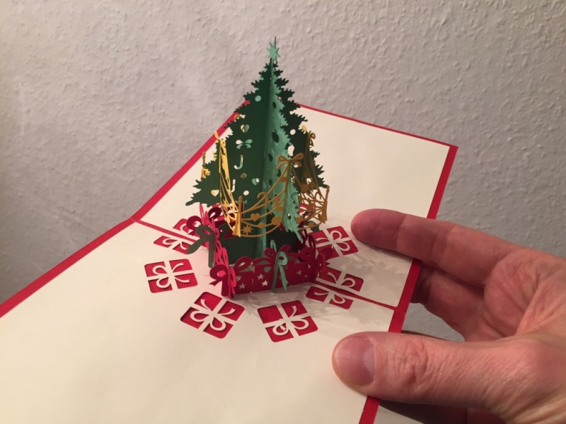 Cortado a laser de cartão 3d feliz árvore de Natal presentes de Natal de  cartões de Natal de papel - papel de embalagem imagens|Fazer compras Brasil