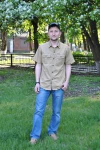 Outdoor Military Double Pockets Solid Color Casual Short Sleeve Men Cotton Shirt