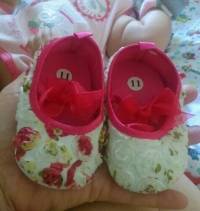Baby Girl Infant Toddler Lace Flower Rose Bow Soft Crib Shoes