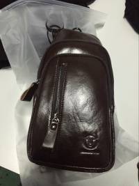 Bullcaptain® Men Genuine Leather Vintage Chest Bag Retro Casual Shoulder Bag