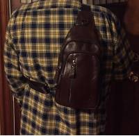 Bullcaptain® Men Genuine Leather Vintage Chest Bag Retro Casual Shoulder Bag