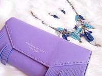 Women PU Leather Tassel Buckel Long Wallet Card Holder Purse 