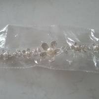 Bride Flower Faux Pearl Rhinestone Diamond Headpiece Wedding Bridal Hair Chain Accessories
