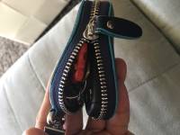 Women Men Genuine Leather Zipper Portable Auto Car Key Ring Remote Chain Bags Pouch 
