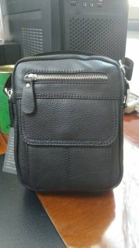 Ekphero® Men Genuine Leather Sling Bag Business Casual Black Crossbody Shoulder Bag