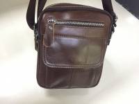 Ekphero® Men Genuine Leather Sling Bag Business Casual Black Crossbody Shoulder Bag
