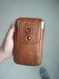 Ekphero Men Retro Genuine Leather Belt Phone Pouch Hip Bum Bag Waist Bag Crossbody Bag