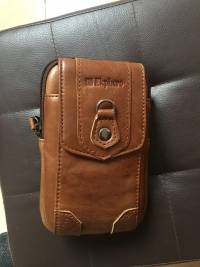 Ekphero Men Retro Genuine Leather Belt Phone Pouch Hip Bum Bag Waist Bag Crossbody Bag