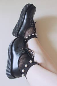 Women Ladies Casual Lace Up High Platform Flat Goth Punk Creeper Shoes 