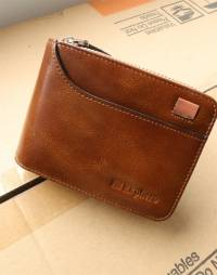 Ekphero Men RFID 14 Card Slots Vintage Oil Leather Short Wallet Coin Bag
