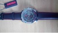 SKMEI 9156 Sport Watch Chronograph Leather Strap Waterproof Men Quartz Wrist Watch