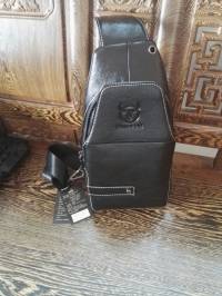 Bullcaptain® Men Black Brown Leather Crossbody Bag Casual Shoulder Sling Bag