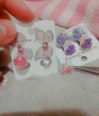 Trendy Crystal Glass Ball Flower Butterfly Fabric Earrings for Women 