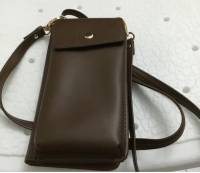 Women Pure Color PU Leather 5.5inch Phone Bag Wallet Crossbody Bag Purse
