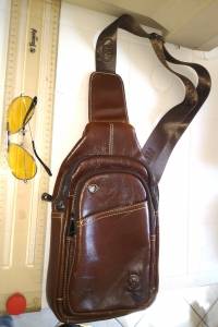 Bullcaptain® Men Buisness Casual Genuine Leather Chest Bag Crossbody Bag 