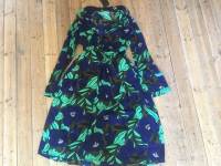 Retro Floral Chiffon Lapel Women Printed Maxi Dress With Belt