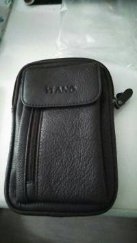 Men Genuine Leather Multifunction Crossbody Bag Belt Pouch with Shoulder Strap & Belt Loop