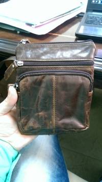 Men Small Genuine Leather Shoulder Bag Business Crossbody Bag