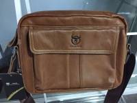 Bullcaptain® Men Genuine Leather Crossbody Shoulder Bag Business Messenger Bag Coffee Brown