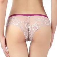 Low Waist Sexy Hollow Lace Hot Bowknot Hit Color Briefs Breathable Panties