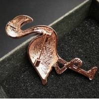 Trendy 24K Gold Colorful Enamel Flamingo Bird Brooch Pins Gift for Women Men
