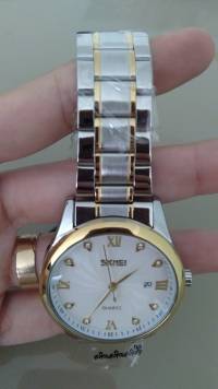 SKMEI 9101 Business Style Men Wrist Watch Full Steel Calendar Crystal Quartz Watch