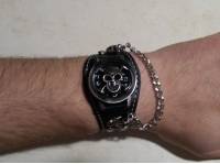 Vintage Punk Gothic Skull Case Leather Band Men Bracelet Quartz Wrist Watch