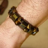Simple Style Black Magnet Stone Chain Tiger's Eye Beads Health Care Bracelet for Men Women