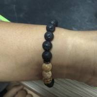 8mm Lava Beads Black Gallstone Men Bracelet Chain