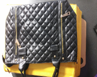 Women Balck PU Leather Quilted Shoulder Tote Bag Hobo Handbag