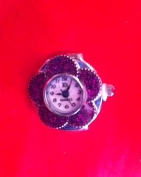 Fashion Women Purple Crystal Flower Finger Ring Watch