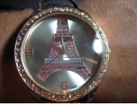 Crystal Rhinestone Eiffel Tower Quartz Watch Leather Band