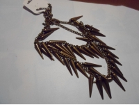 Alloy Vintage Multilayer Pointed Cone Rivets Fringe Necklace