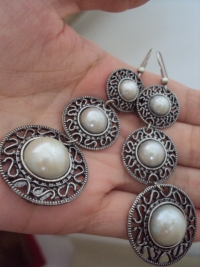 Women Fashion Jewelry Antique 3 Pearl Bead Tassel Ear Stud Dangle Earrings
