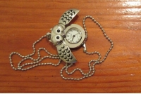 Golden Silver Owl Pendant Necklace Chain Quartz Pocket Watch