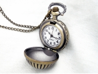 Spherical Steampunk  Brass Pocket Watch  Pendant Necklace