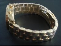 Stainless Steel Crystal Rhinestone Gear Quartz Wrist Watch Calendar