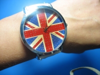 Fashion Woman Lady Round Quartz Leather UK National Flag Wrist Watch