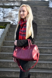 Women Wine Red Retro Handbag Bucket Bag Shoulder Bag Cross Body Bag